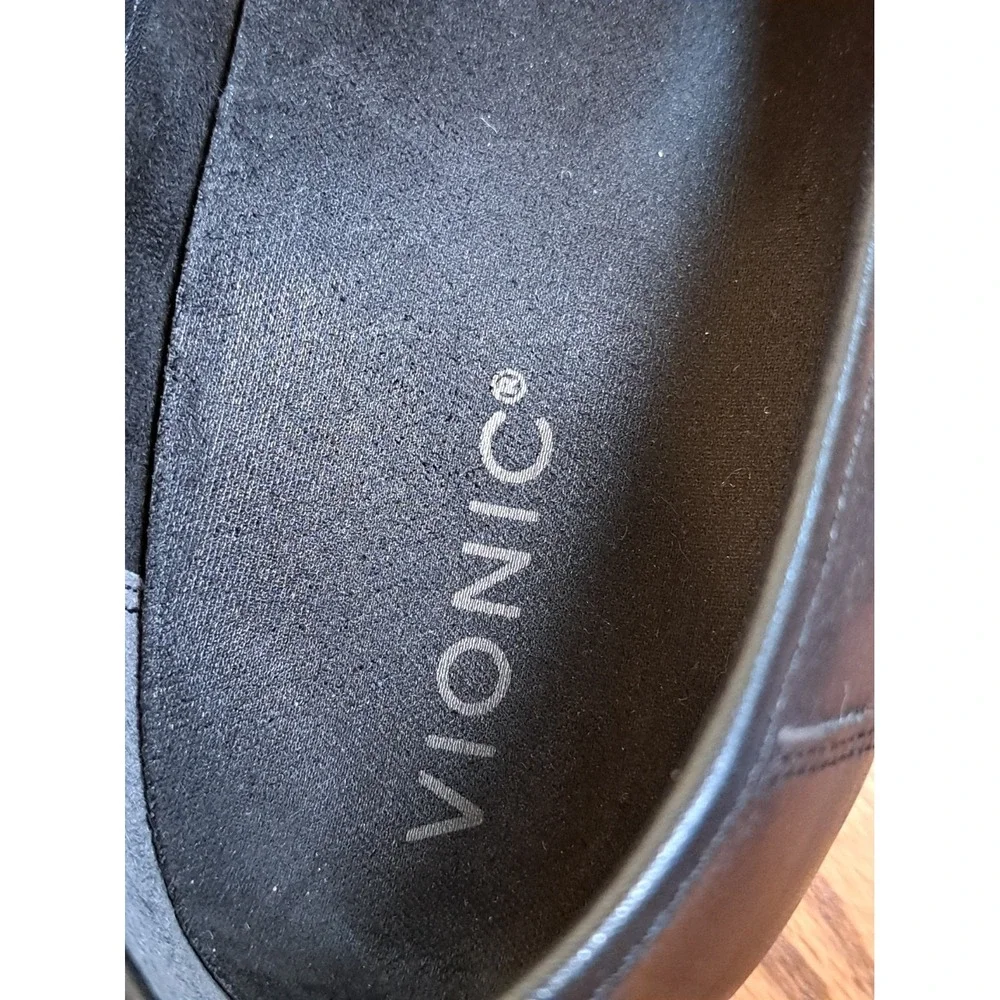 Vionic Cheryl II Black Leather Penny Loafers Slip-On Flat Shoes 9.5